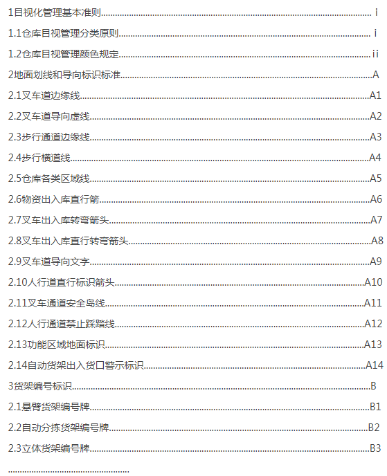 目視化管理標(biāo)準(zhǔn)手冊(cè)部分內(nèi)容